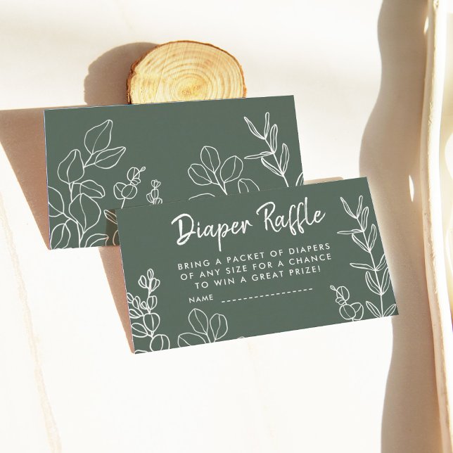 Sage Green Eucalyptus Diaper Raffle Enclosure Card (Creator Uploaded)