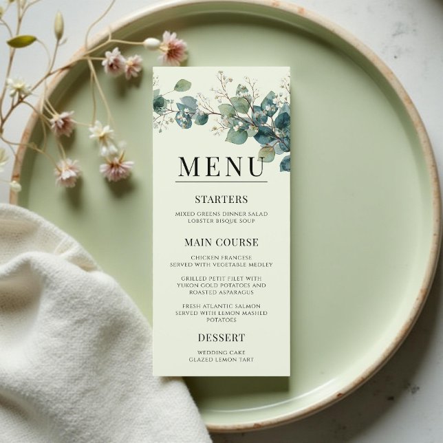 Sage Green Eucalyptus Elegant Boho Wedding Menu (Creator Uploaded)