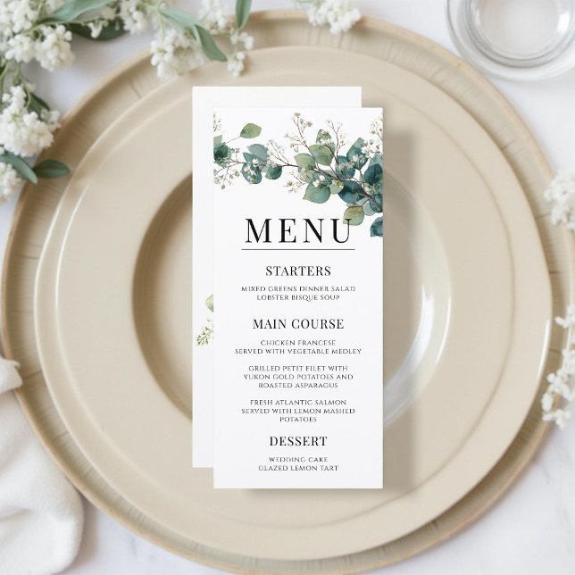 Sage Green Eucalyptus Elegant Boho Wedding Menu (Creator Uploaded)