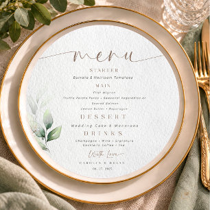 Sage Green Eucalyptus Elegant Wedding for plate Menu