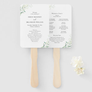 Sage Green Eucalyptus Elegant Wedding Program Hand Fan