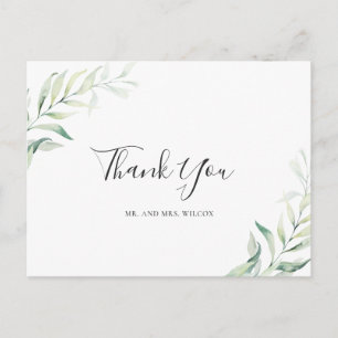 Sage Green Eucalyptus Elegant Wedding Thank You Postcard