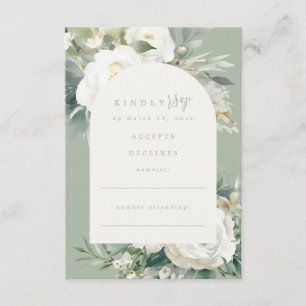Sage Green Eucalyptus Floral Wedding RSVP Enclosure Card