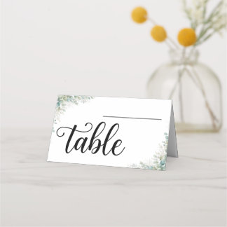 Sage Green Eucalyptus Folded Wedding Place Cards
