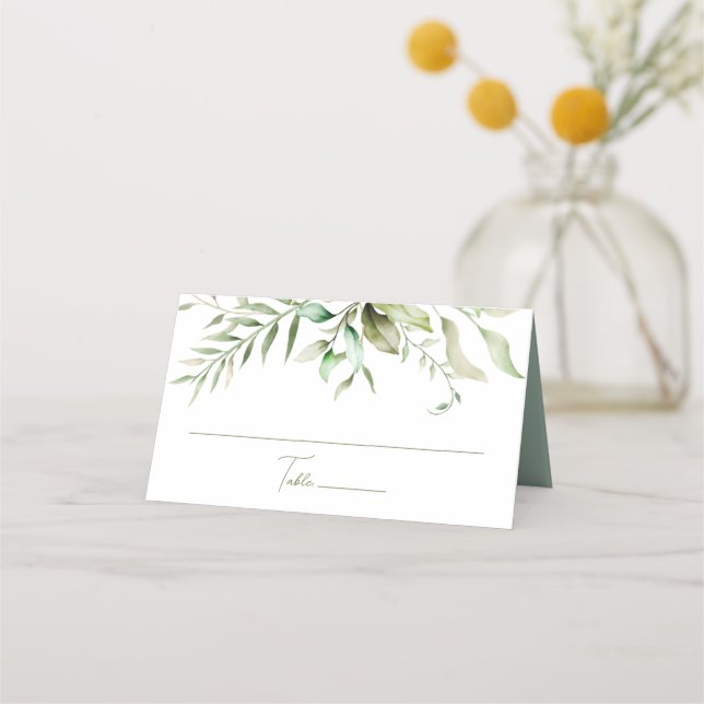 Sage Green Eucalyptus Foliage Botanical Wedding Place Card (Front)