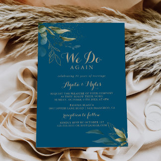 Sage Green Eucalyptus Gold We Do Again Vow Renewal Invitation