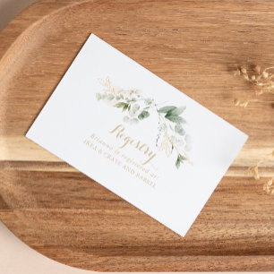 Sage Green Eucalyptus Gold Wedding Gift Registry Enclosure Card