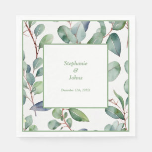 Sage Green Eucalyptus Greenery Art Simple Wedding Napkin