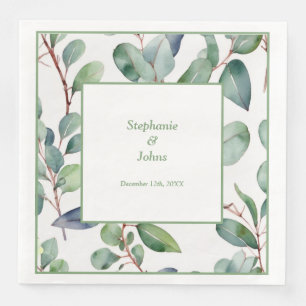 Sage Green Eucalyptus Greenery Art Simple Wedding Napkin