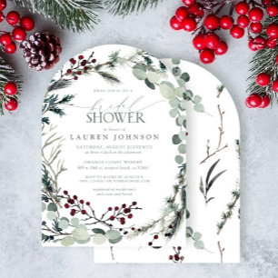 Sage Green Eucalyptus Greenery Berry Bridal Shower Invitation
