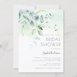 Sage Green Eucalyptus Greenery Bridal Shower Invitation