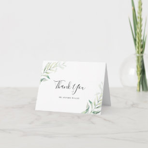 Sage Green Eucalyptus Greenery Elegant Wedding Thank You Card