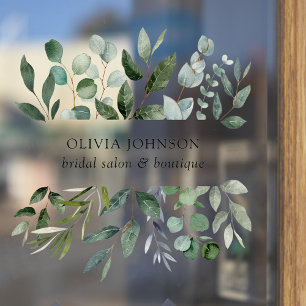 Sage Green Eucalyptus Greenery Leaves Door Window Cling