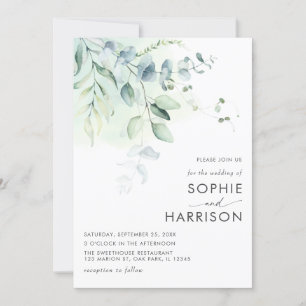 Sage Green Eucalyptus Greenery Wedding Invitation