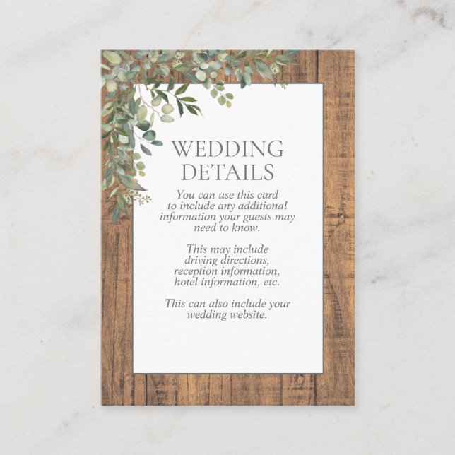 Sage Green Eucalyptus Lace Wood Details Enclosure Card (Front)