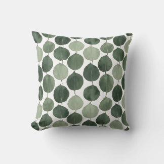 Sage Green Eucalyptus Leaf Pattern Botanical Plant Cushion