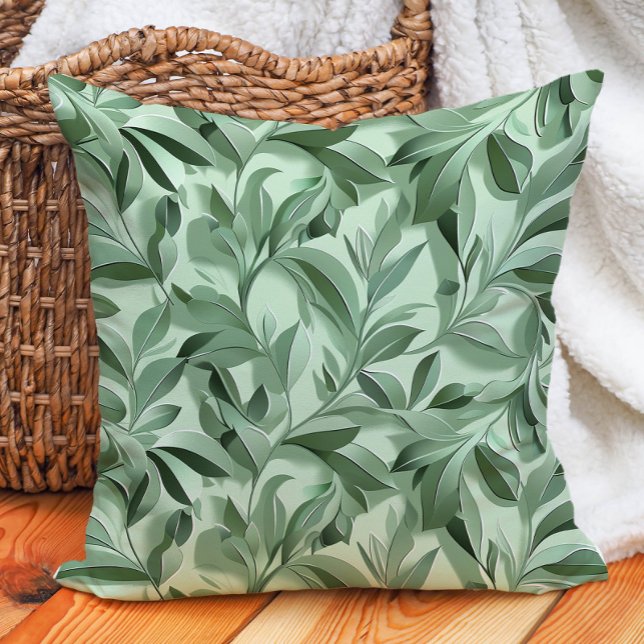 Sage Green Eucalyptus Leaves Botanical Greenery Cushion (Sage Green Eucalyptus Leaves Botanical Greenery Throw Pillow)