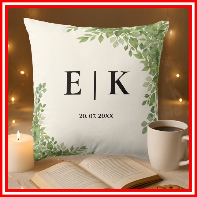 Sage Green Eucalyptus Leaves Greenery Cushion (Creator Uploaded)