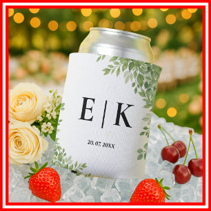 Sage Green Eucalyptus Leaves Greenery Wedding Can Cooler