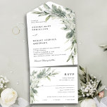 Sage Green Eucalyptus Minimalist Botanical Wedding All In One Invitation<br><div class="desc">Elegant and modern spring / midsummer botanical wedding invitation features a bouquet of soft watercolor greenery  lush green leaves / botanical leaves / eucalyptus. Please find more matching designs and variations from my "blissweddingpaperie" store. And feel free to contact me for further customisation or matching items.</div>