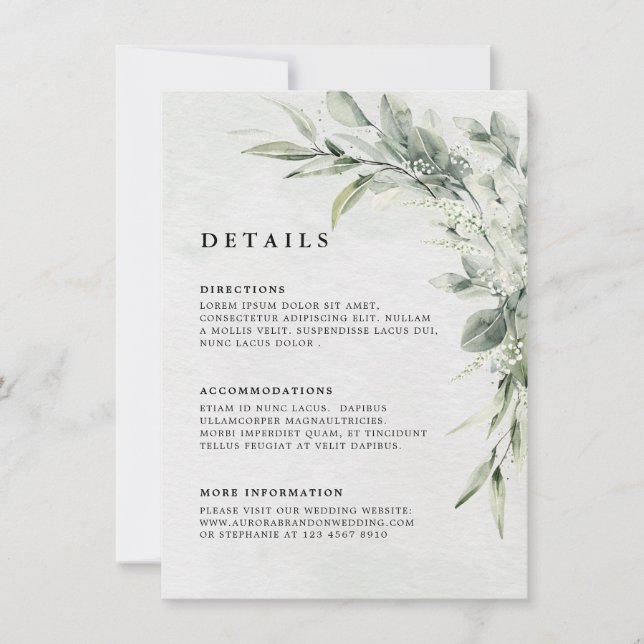 Sage Green Eucalyptus Minimalist Botanical Wedding Invitation (Front)