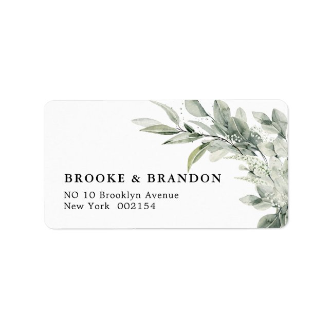Sage Green Eucalyptus Minimalist Botanical Wedding Label (Front)
