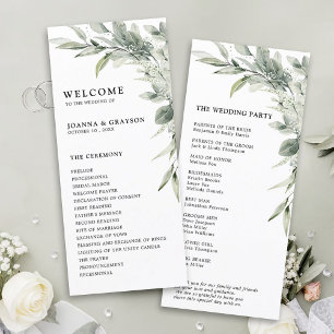 Sage Green Eucalyptus Minimalist Botanical Wedding Programme