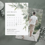 Sage Green Eucalyptus Minimalist Botanical Wedding Save The Date<br><div class="desc">Elegant and modern spring / midsummer botanical calendar save the date features a bouquet of soft watercolor greenery  lush green leaves / botanical leaves / eucalyptus. Please find more matching designs and variations from my "blissweddingpaperie" store. And feel free to contact me for further customisation or matching items.</div>