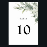 Sage Green Eucalyptus Minimalist Botanical Wedding Table Number<br><div class="desc">Elegant and modern spring / midsummer botanical wedding table number card features a bouquet of soft watercolor greenery  lush green leaves / botanical leaves / eucalyptus. Please find more matching designs and variations from my "blissweddingpaperie" store. And feel free to contact me for further customisation or matching items.</div>