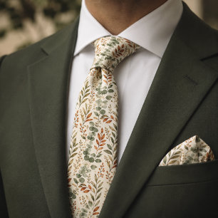 Sage Green Eucalyptus Rustic Terracotta Botanical Tie