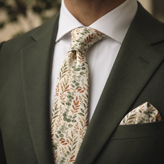 Sage Green Eucalyptus Rustic Terracotta Botanical Tie (Creator Uploaded)