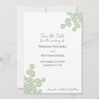 Sage Green Eucalyptus Save The Date Invitation