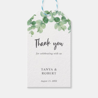 Sage Green Eucalyptus Thank you Elegant Lettering Gift Tags