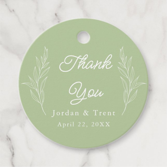 Sage Green Eucalyptus Thank You Tags (Front)