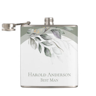 Sage Green Eucalyptus Vinyl Wrapped Flask