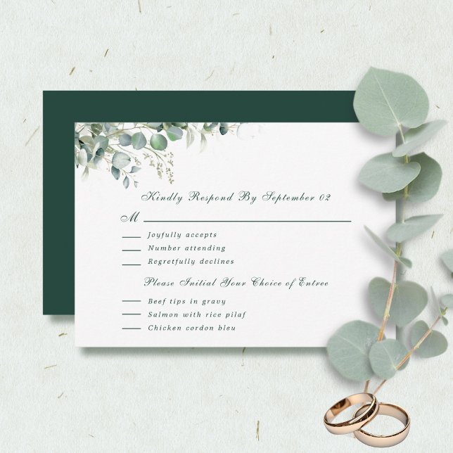 Sage Green Eucalyptus Watercolor Script Menu RSVP  (Creator Uploaded)