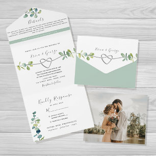 Sage Green Eucalyptus Wedding All In One Invitation
