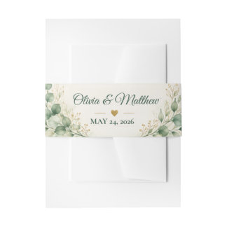 Sage Green Eucalyptus Wedding Belly Band Invitation Belly Band