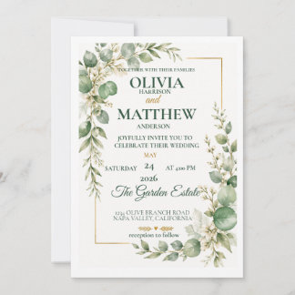 Sage Green Eucalyptus Wedding Invitation