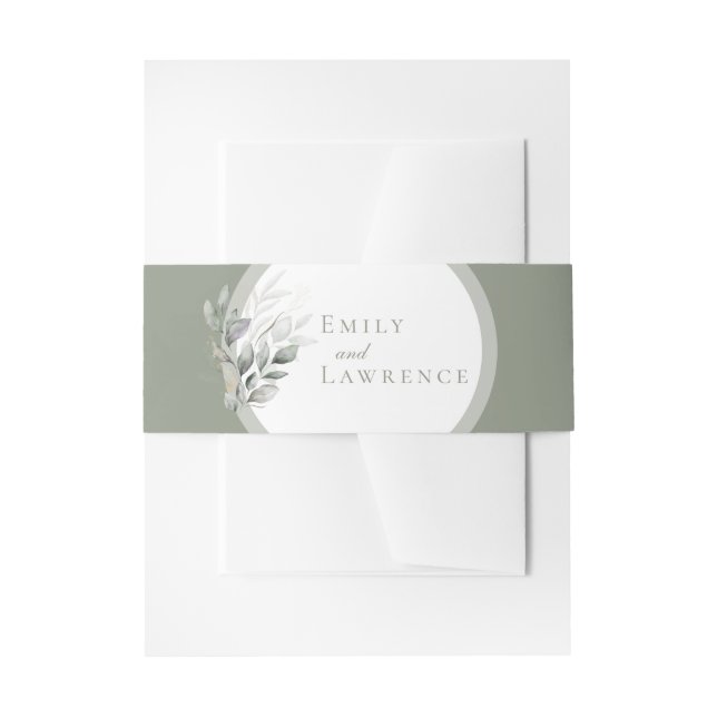 Sage Green Eucalyptus Wedding  Invitation Belly Band (Front Example)