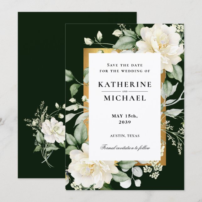 Sage Green Eucalyptus Wedding Save the Date Invitation (Front/Back)