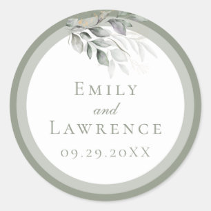 Sage Green Eucalyptus Wedding Sticker