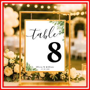 Sage Green Eucalyptus Wedding Table Number Poster