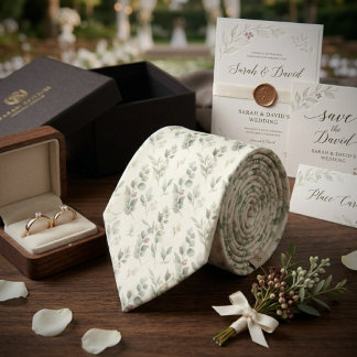 Sage Green Eucalyptus Wedding Tie