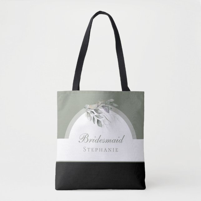 Sage Green Eucalyptus Wedding Tote Bag (Front)