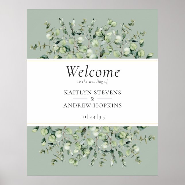 Sage Green Eucalyptus Wedding Welcome  Poster (Front)