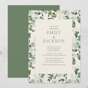 Sage Green EucalyptusLeaves Greenery Wedding Invitation