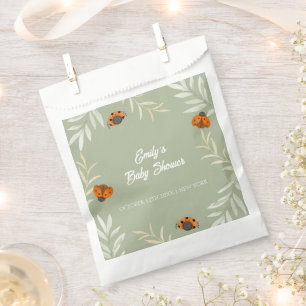 Sage Green Fall Ladybug Greenery Baby Shower Favour Bags