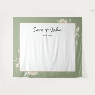Sage Green Fall Wedding Photo Booth Backdrop Tapestry