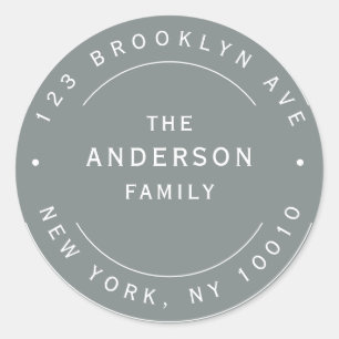 Sage Green Family Name Round Return Address Label